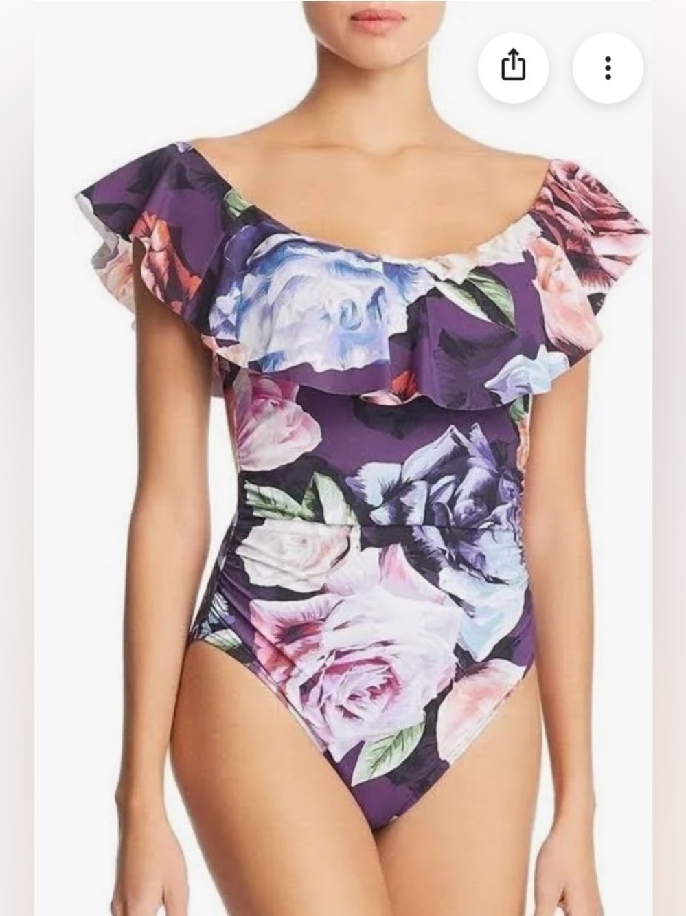 🆕 La Blanca Women's Bloom Field Off-the-Shoulder Ruffle One-Piece Swimsuit. SZ14